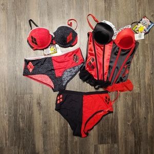SOLD - New- Harley Quinn Intimates Bundle - Corset - Bra - Underwear - 34B  M L